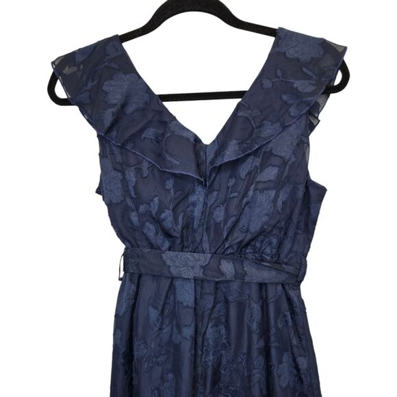 Grace Karin Womens S Dark Blue Floral Faux Wrap Ruffle Sleeveless High Low Dress - Picture 11 of 16